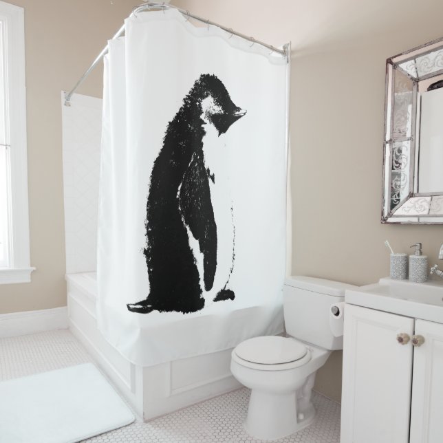 Rideau en douche parfait de pingouin (En situation)