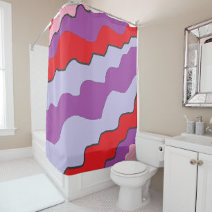 Rideau en douche pourpre et rouge