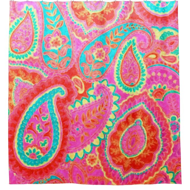 Rideau en douche rose de Paisley (Devant)