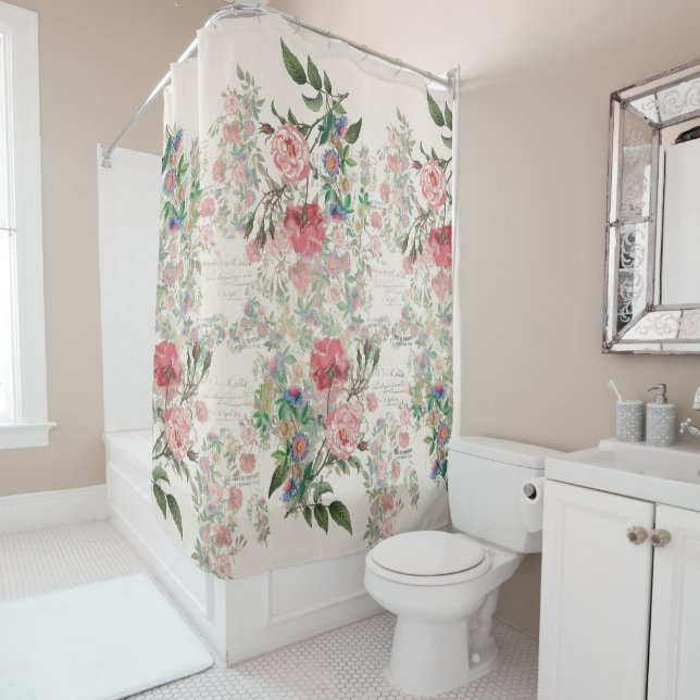 Rideau en douche rose de Passionflowers (En situation)