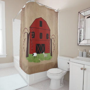 Rideau en douche rouge de grange