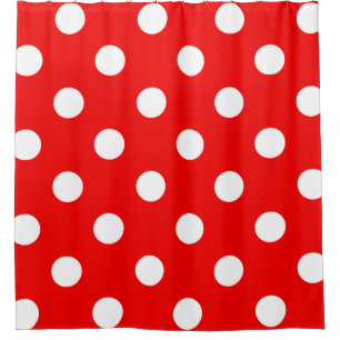 Rideau en douche rouge et blanc de point de polka