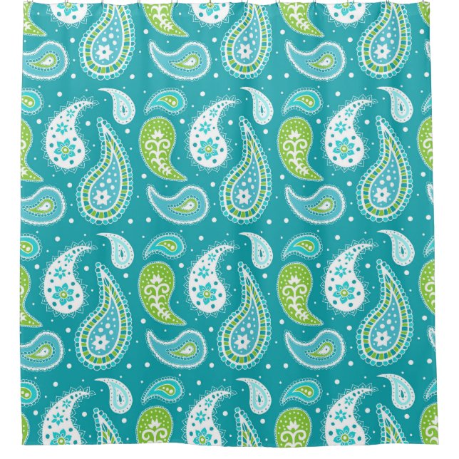 Rideau en douche turquoise de motif de Paisley de (Devant)