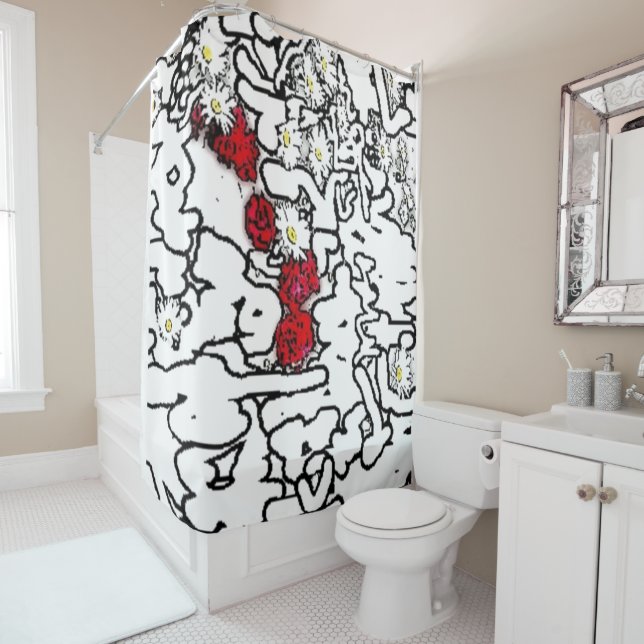 Rideau en douche unique (En situation)