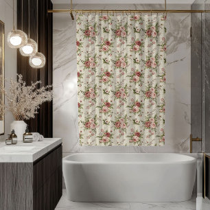 Rideau floral doux aspect vieilli shabby chic