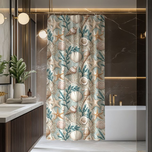 Rideau Marin Tonalités Pastel Douces pour la Salle (Nautical Curtain Soft Pastel Tones for the Bath)