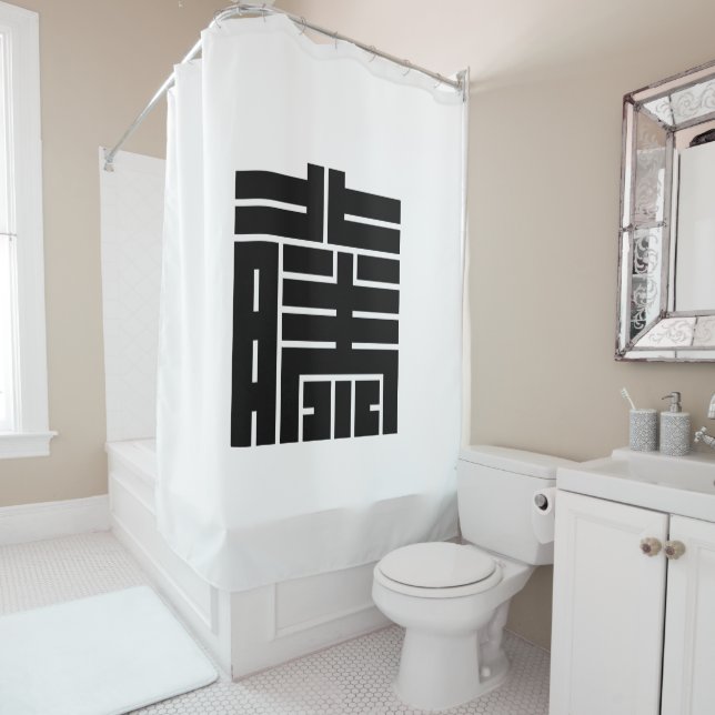 RIDEAUX DE DOUCHE 藤(とう)の角字 (En situation)