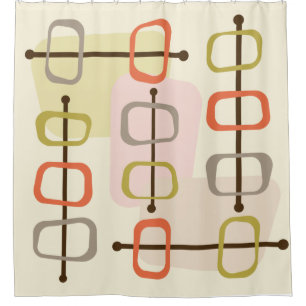 Rideaux De Douche 1950 Abstrait Art Hollow Rocks Chartreuse Green