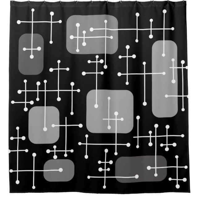 Rideaux De Douche 1950 Eames Era Art Crosshairs Black White (Devant)