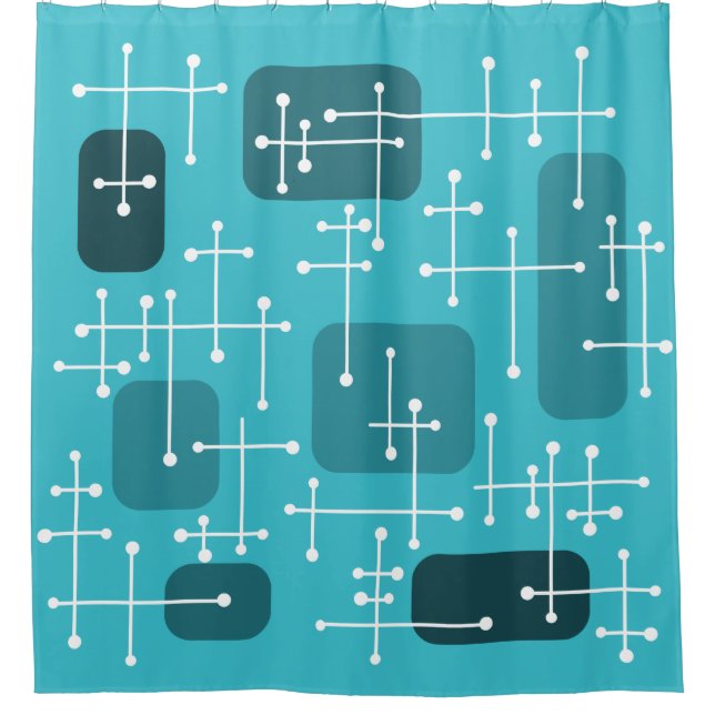 Rideaux De Douche 1950 Eames Era Art Crosshairs Turquoise (Devant)