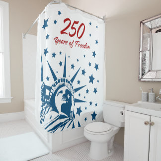 Rideaux De Douche 250 Years of Freedom Happy Birthday USA Patriotic 
