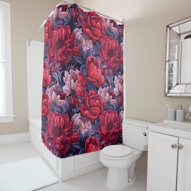 Rideaux De Douche #39 Motif floral (En situation)