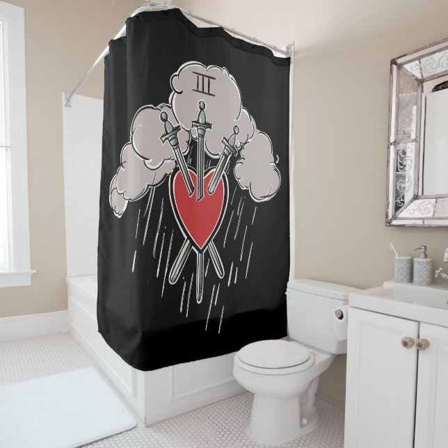 Rideaux De Douche 3 d'épées Love Heart Tarot Illustration (En situation)