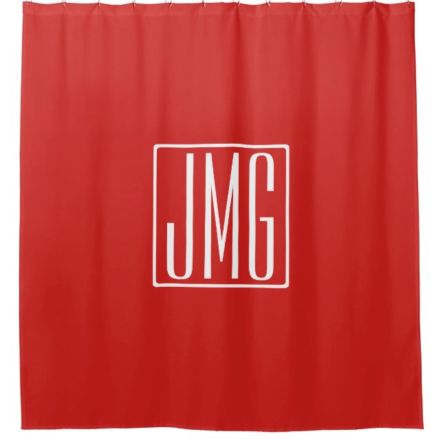 Rideaux De Douche 3 Initiales Monogramme | Rouge et blanc (ou couleu (Devant)
