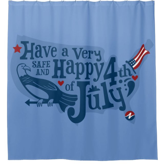 Rideaux De Douche 4 juillet Sûr Et Heureux (Devant)