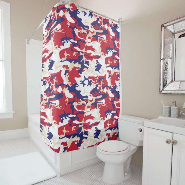 Rideaux De Douche 4th of July, Independence day, Camouflage Beige (En situation)