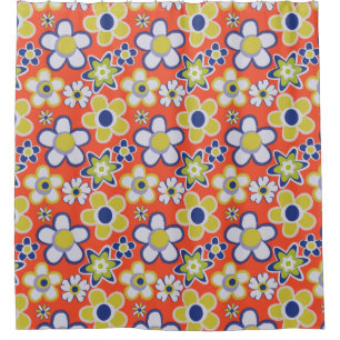 Rideaux De Douche 60, 70's Retro Super Floral