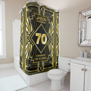 Rideaux De Douche 70e anniversaire Art Déco Gold Black Great Gatsby