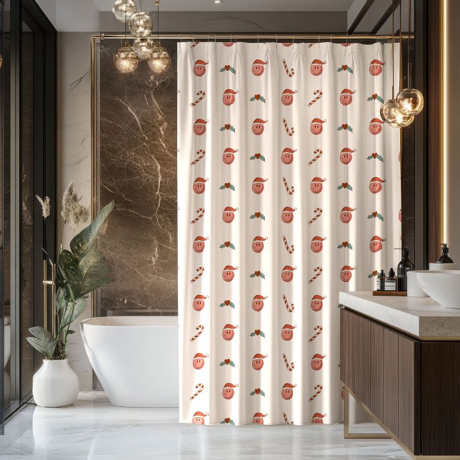 Rideaux De Douche 70s Christmas Curtain Pastel Vibe for Holidays (70s Christmas Curtain Pastel Vibe for Holidays)