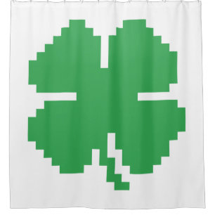 Rideaux De Douche 8 bits Pixel Lucky Four Leaf Clocher