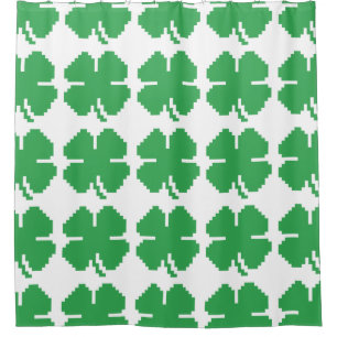 Rideaux De Douche 8 Bits Pixel Quatre Feuilles Chanceuses
