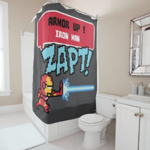 Rideaux De Douche 8Bit Iron Man Attaque - Armurez-vous !