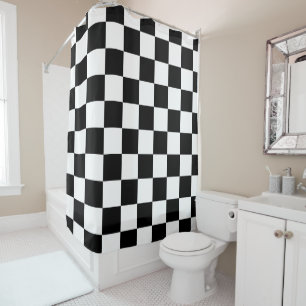 Rideaux De Douche à damiers carré noir et blanc
