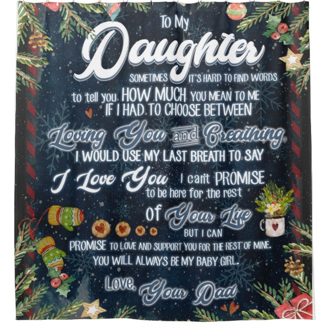 Rideaux De Douche À Mon Cadeau Fille, Lettre De Noël À Fille (Devant)