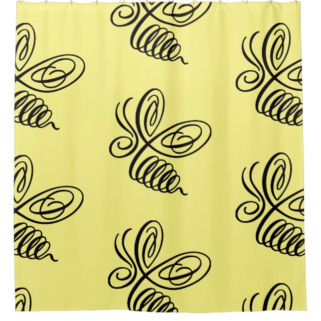 Rideaux De Douche Abeille de miel calligraphique de penwork (Devant)