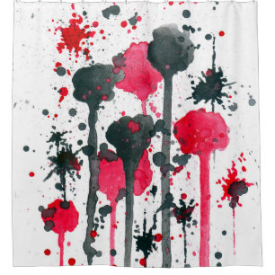 Rideaux De Douche Abstrait 11 rouge noir