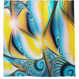 Rideaux De Douche Abstrait artistique doré et bleu lumière moderne r
