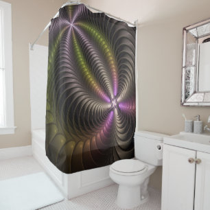 Rideaux De Douche Abstrait brillant Trippy coloré 3D Fractal Art