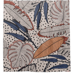 Rideaux De Douche Abstrait créatif tropical continu motif sur le dos
