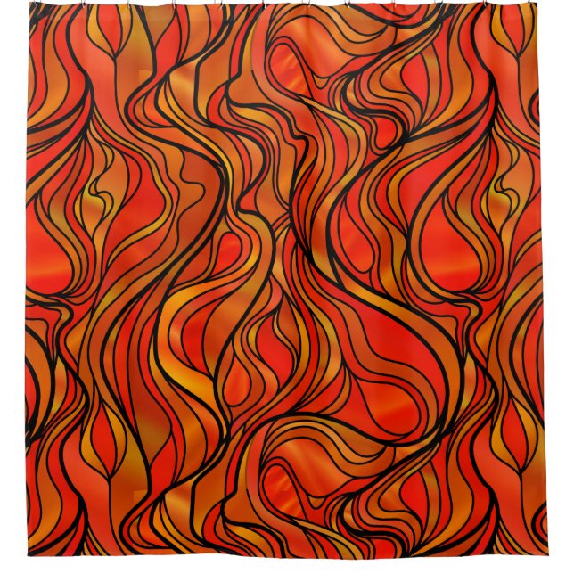 Rideaux De Douche Abstrait de verre orange (Devant)