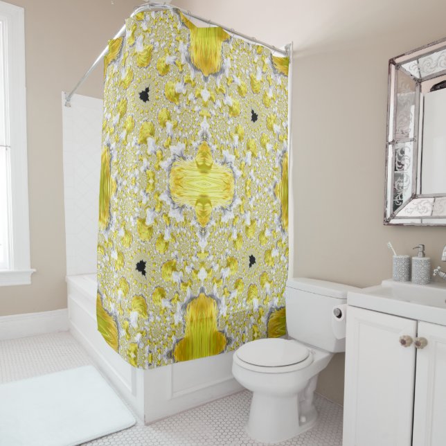 Rideaux De Douche Abstrait Gold Fractal (En situation)