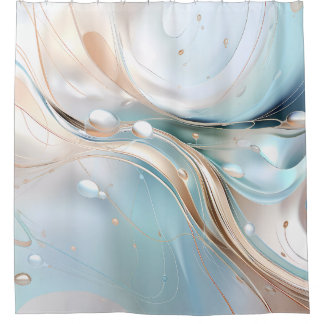 Rideaux De Douche Abstrait moderne pastel bleu clair et rose vif