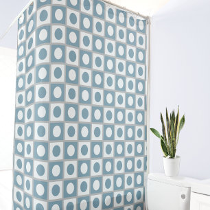 Rideaux De Douche Abstrait moderne Turquoise & blanc