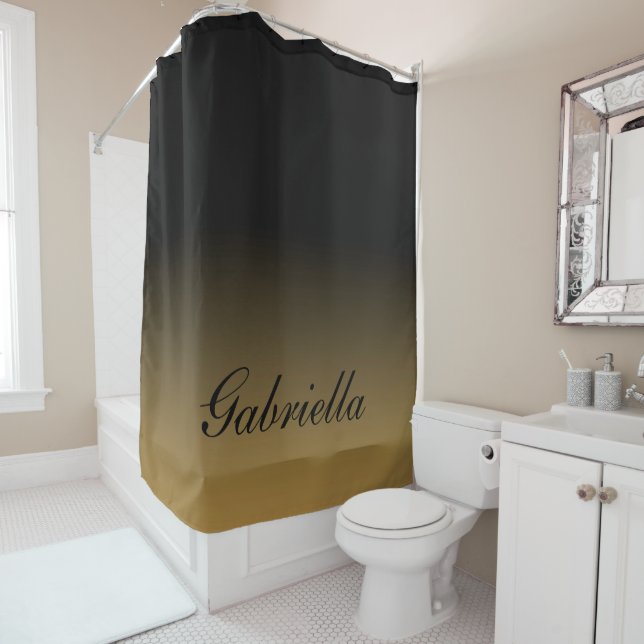 Rideaux De Douche Abstrait noir et or (En situation)