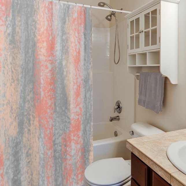 Rideaux De Douche Abstraite teintes molles Corail Peach Grey (Créateur téléchargé)