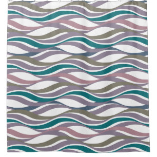 Rideaux De Douche Abstraite Waves Plum VOUS AJOUTEZ LA COULEUR Arriè