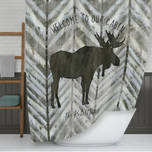 Rideaux De Douche Accueil à notre décor rustique de loge d'orignau