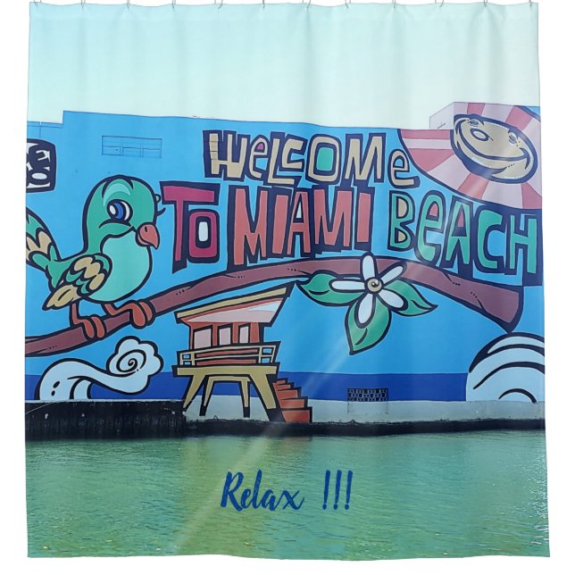 Rideaux De Douche Accueil personnalisé Miami Beach Floride Graffiti  (Devant)