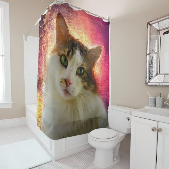 Rideaux De Douche Adorable Cute Calico Chat (En situation)