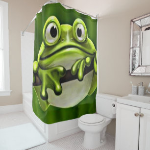 Rideaux De Douche Adorable Mignonne Grenouille Verte Dans L'Arbre Ca