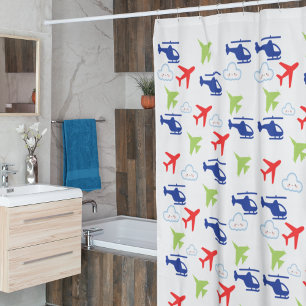 Rideaux De Douche Aéronef et nuages colorés amusant Aviateur