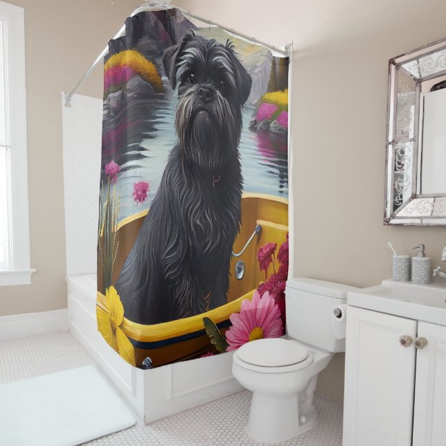 Rideaux De Douche Affenpinscher Chien sur une pagaie : une aventure  (En situation)