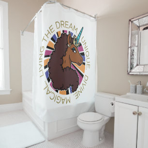 Rideaux De Douche Afro Unicorn Living the Dream Design
