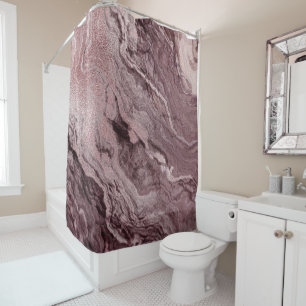 Rideaux De Douche Agate de mauve cristallisée Marbre rose Rose pou