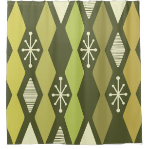 Rideaux De Douche Âge atomique Colonnes MCM Vert olive