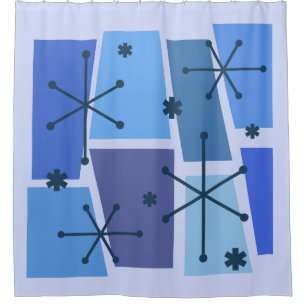 Rideaux De Douche Age atomique Pop Art bleu